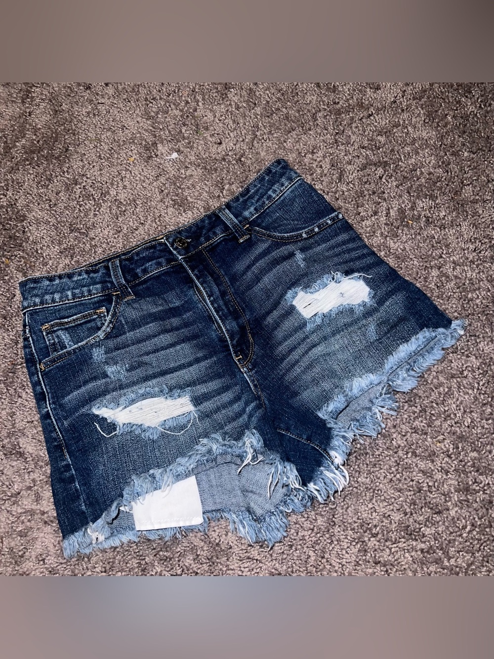 Just USA Distressed Dark Blue Denim Jean Shorts